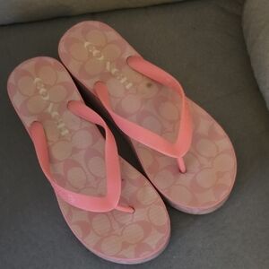 Coach Women's Pink Platform Sandals